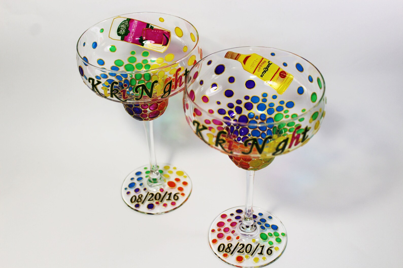 Margarita Glasses Personalized Hand Painted Wedding Rainbow Etsy