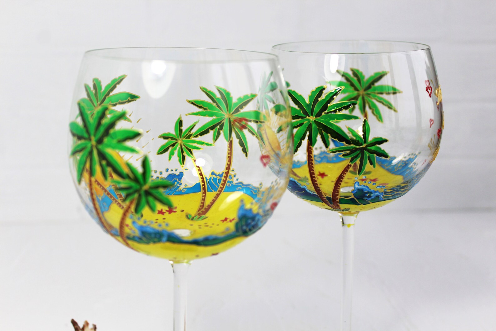 Palm Tree Wine Glasses Custom Personalized Beach Wine Etsy