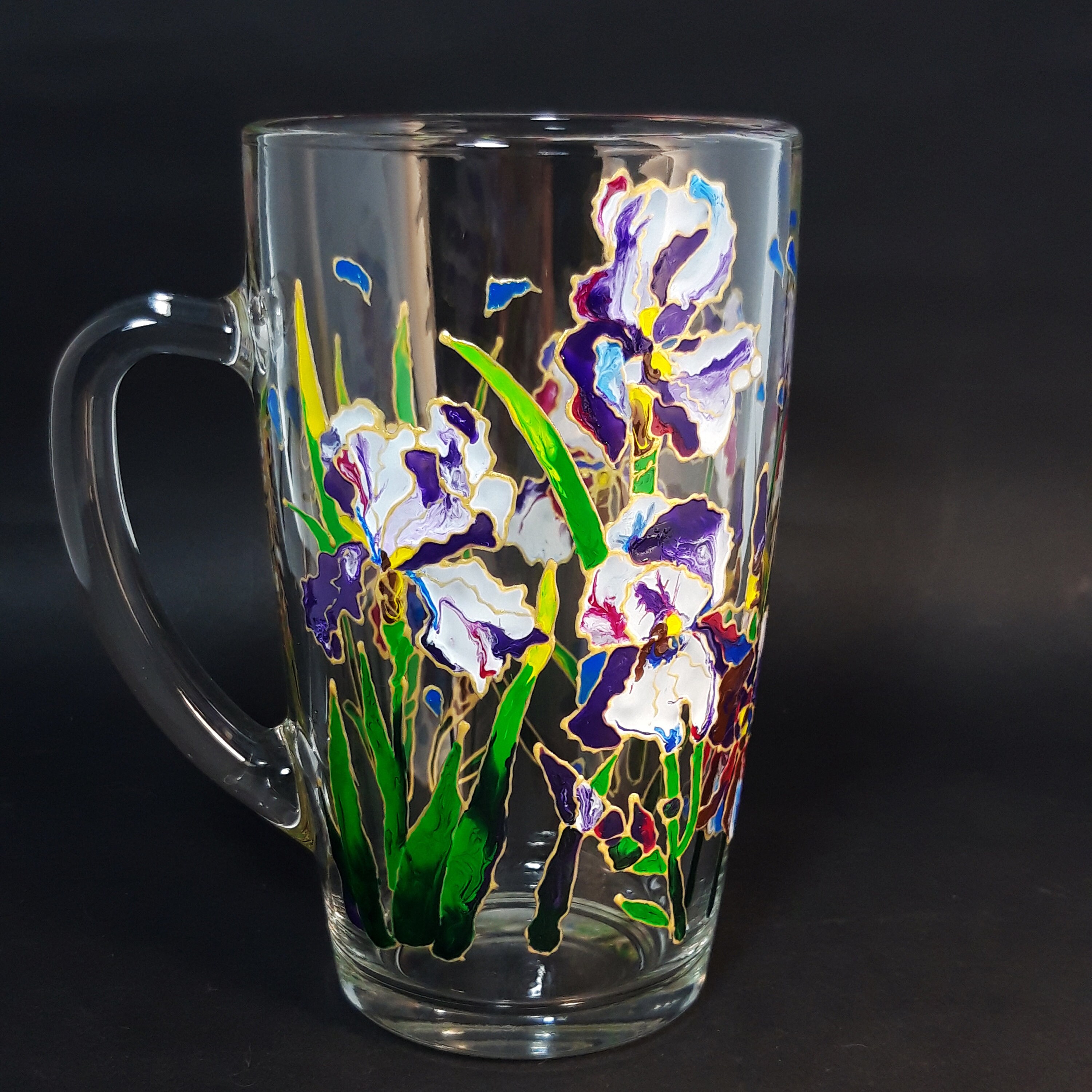 Irises large coffee mug unique gift for woman purple and Etsy