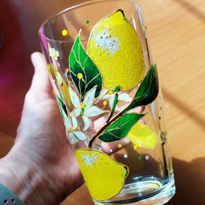 Lemon 16oz Glass Cup with Bamboo Lid – blueflamedecor