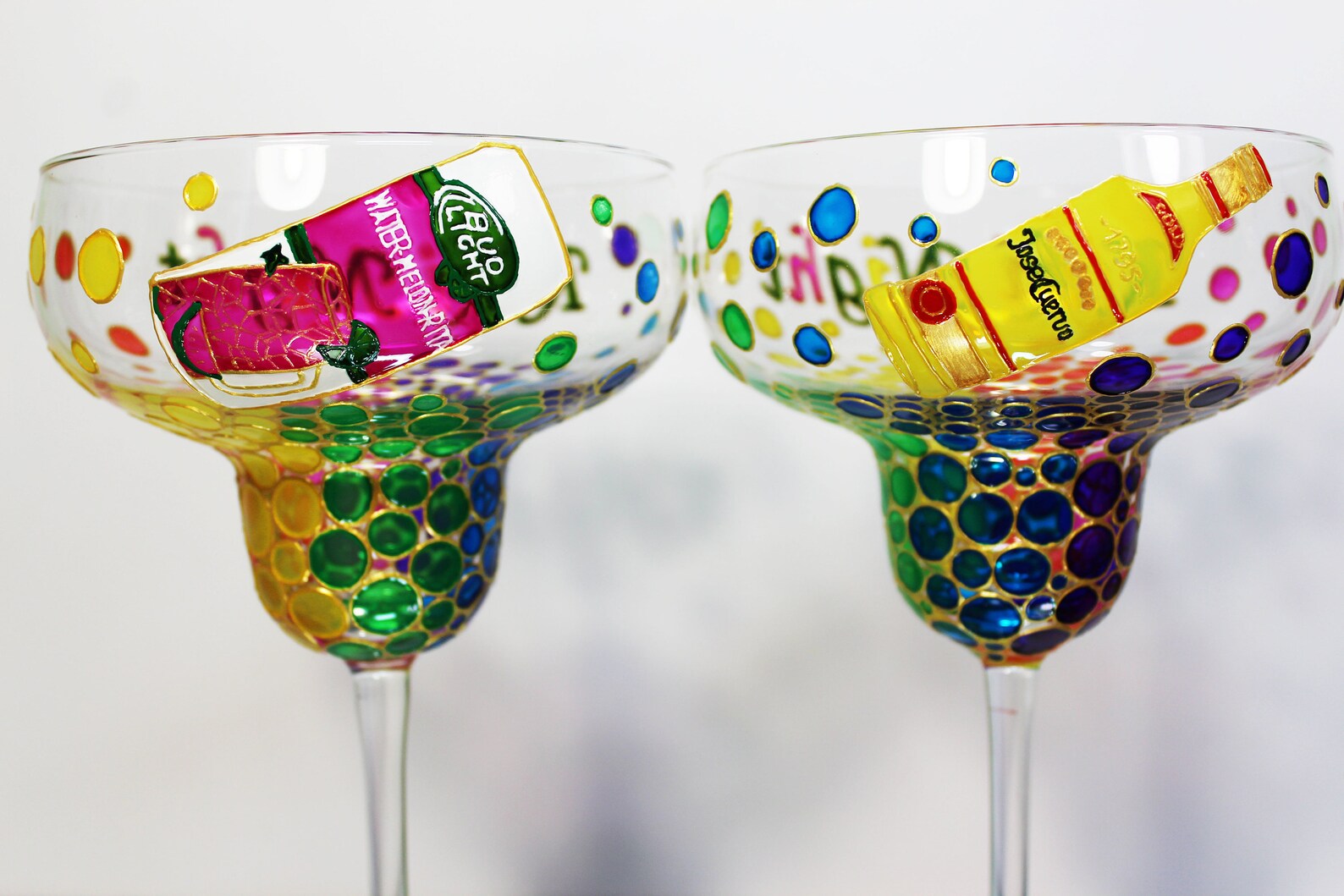 Margarita Glasses Personalized Hand Painted Wedding Rainbow Etsy