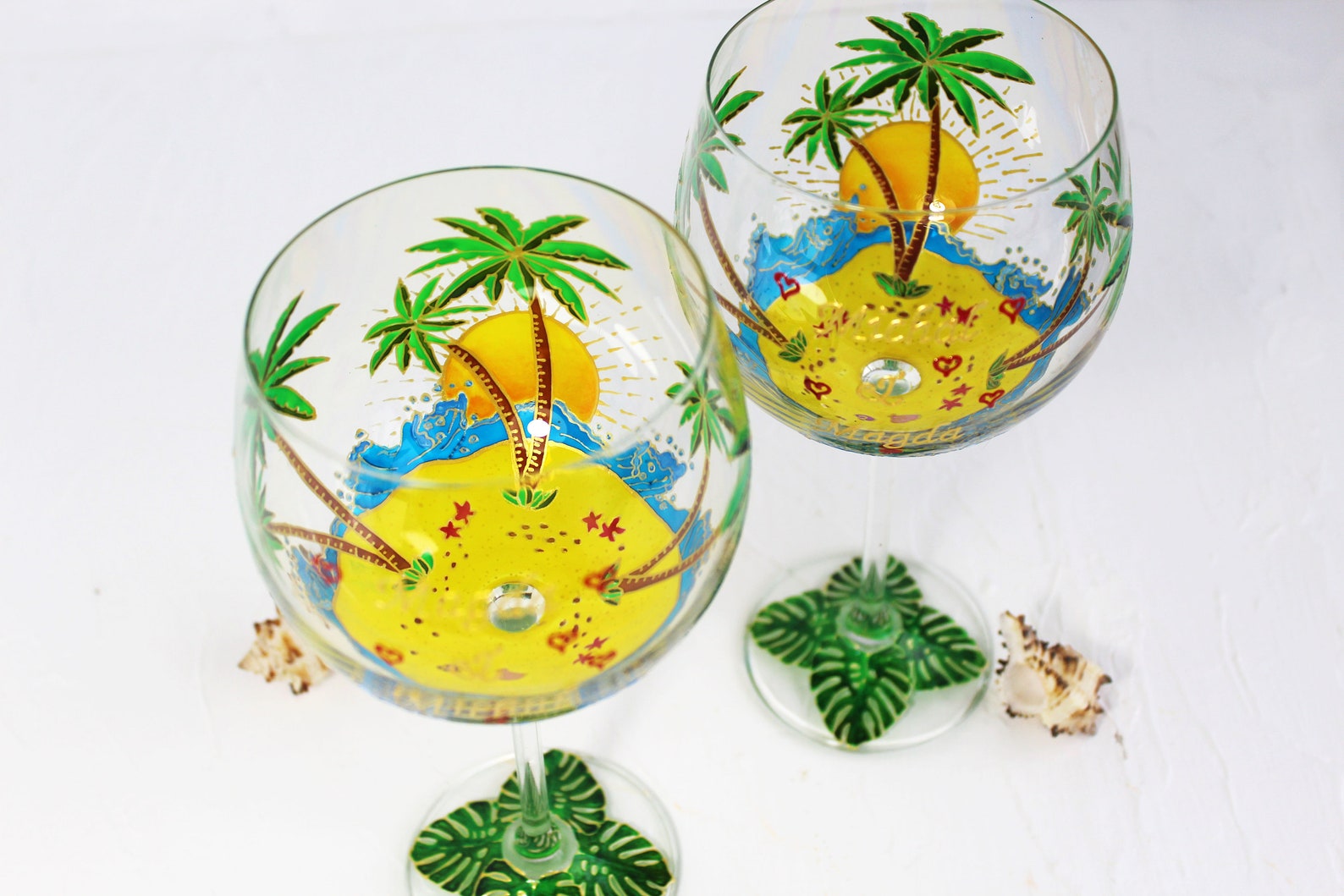 Palm Tree Wine Glasses Custom Personalized Beach Wine Etsy