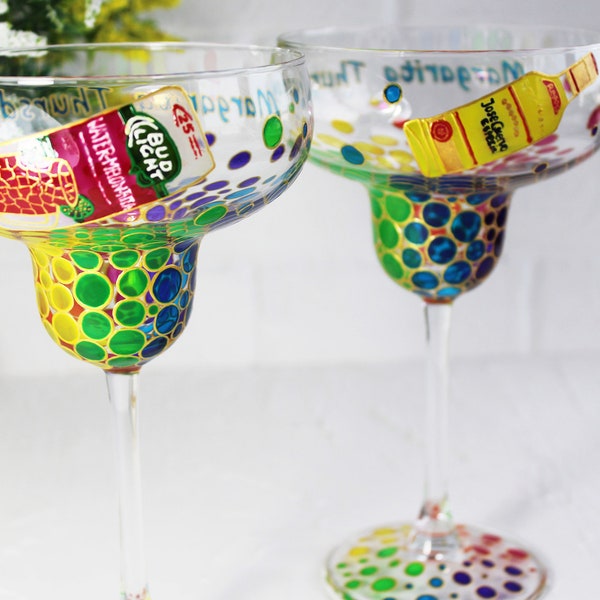 Painted Margarita Glasses Etsy