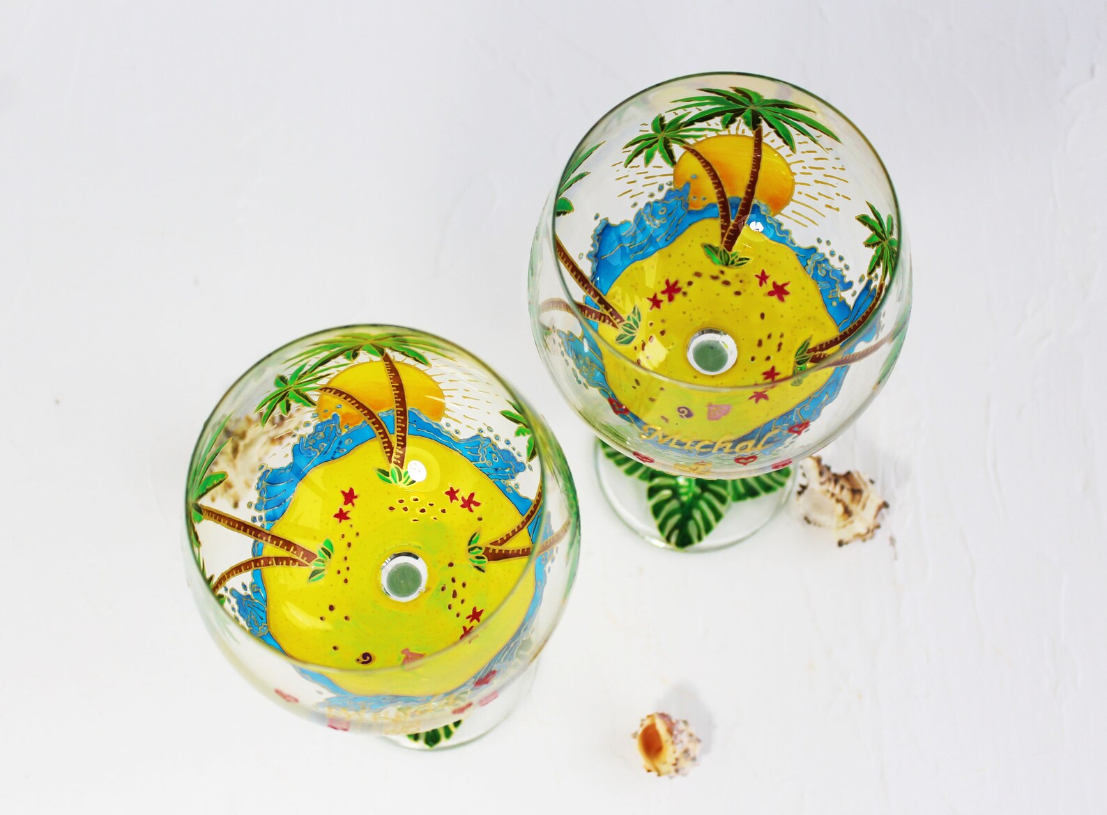 Palm Tree Wine Glasses Custom Personalized Beach Wine Etsy