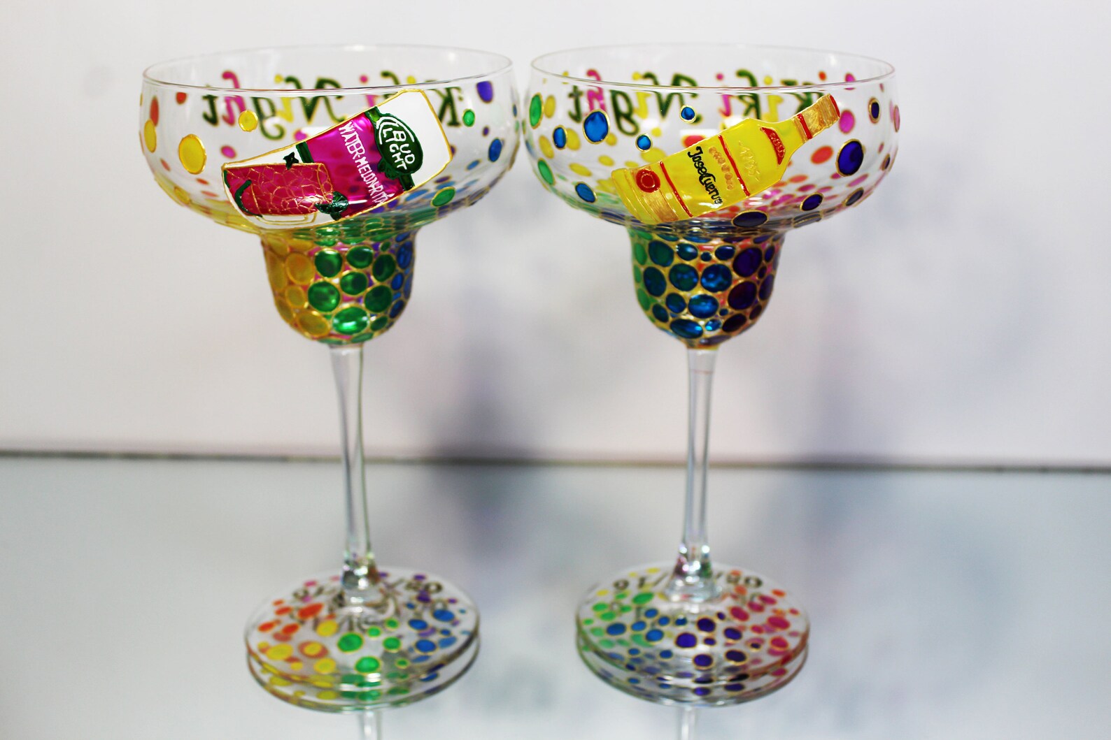 Margarita Glasses Personalized Hand Painted Wedding Rainbow Etsy