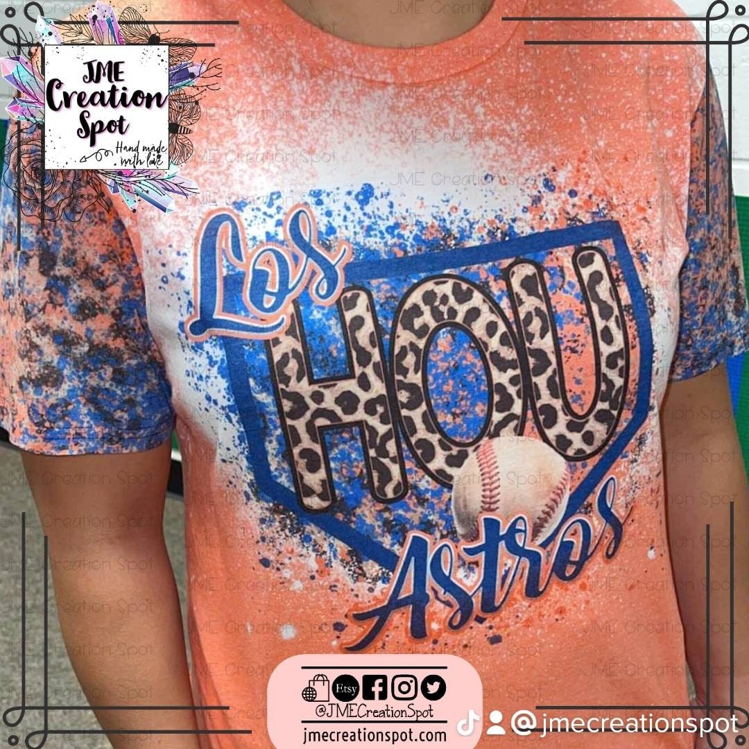 Astros Cheetah Print Shirt Houston Astros Baseball Bleached Shirt Unisex  Leopard