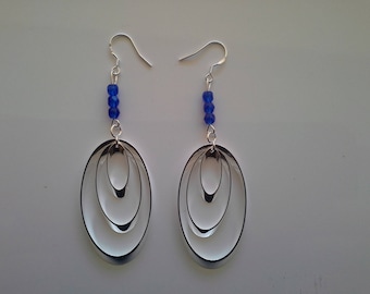 lengthh drops beads blue 925 sterling silver