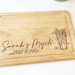 Personalised Mojito cocktail prep board, Serving board, Mojito gift, Cocktail lover gift, Secret Santa gift for her, Christmas gift for him