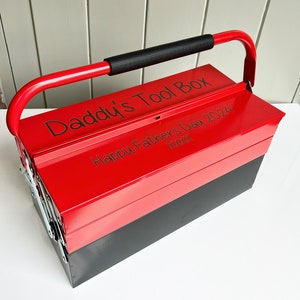 Father's Day gift for Daddy, 1st Father’s Day gift, red toolbox, Personalised tool box, Handy box, Personalised Grandad gift, Gifts for him