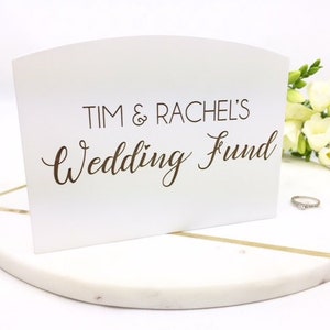 Personalised Money Box - Engagement Gift - Wedding Fund Money Box - Gift For Couple Engagament  - Money Bank - White / Wooden