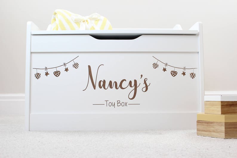personalised white toy box