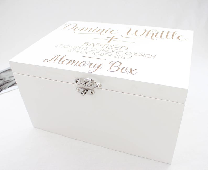 Personalised Luxury white christening keepsake box Etsy