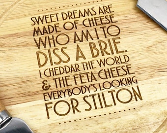 Sweet dreams are made of cheese, Funny gift, Personalised cheese board, Couples gift, Christmas gift for couples, Cheesy gift, Cheeseboard