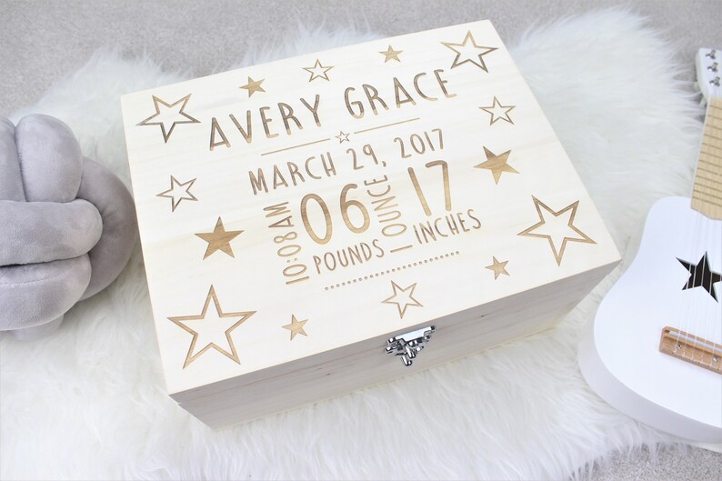 Baby memory box laser engraved keepsake box new baby gift Etsy