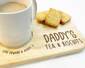 Personalised gift from the children, Tea lover gift, Tea & biscuit board, Gift for Daddy, Gift for Grandad, Gift for Grandpa
