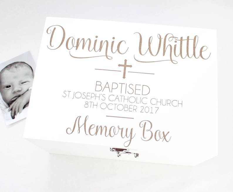 Personalised Luxury white christening keepsake box Etsy
