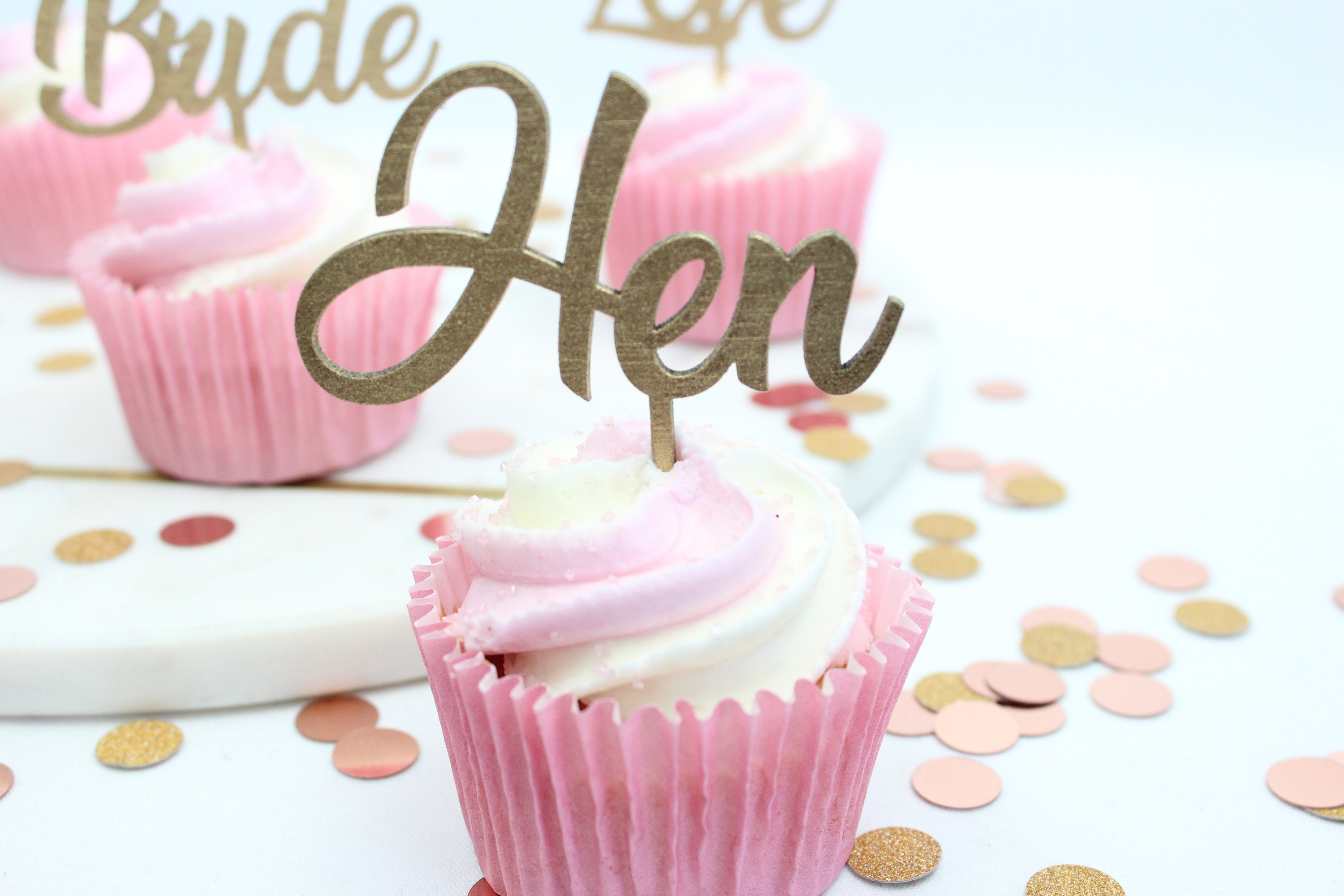 Hen party cupcake toppers x6 Wooden cupcake toppers Cake Etsy