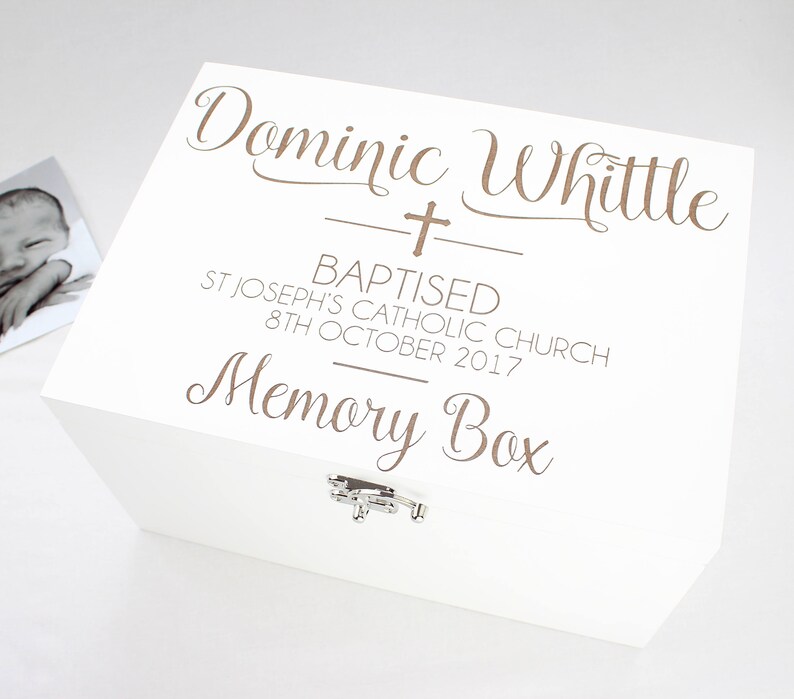 Personalised Luxury white christening keepsake box Etsy