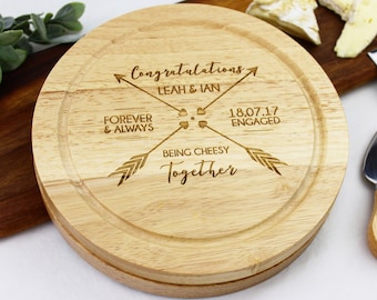 Personalised engagement cheese board, cheese serving board, Personalised being cheesy together, Personalized engagement gift Engagement idea