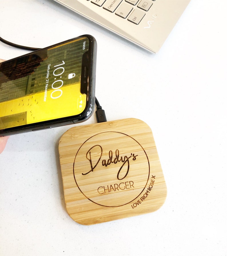 Wireless Phone Charger, Phone Charger, QI Charger pad, Gift for Dad, Gift for Daddy, Christmas Stocking Filler, Gift For Him, Grandad gift image 1