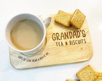 Personalised father's day gift for Grandad from the grandchildren, Tea and biscuits board.