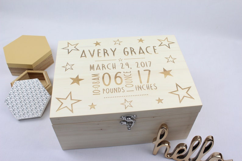 Baby memory box laser engraved keepsake box new baby gift Etsy