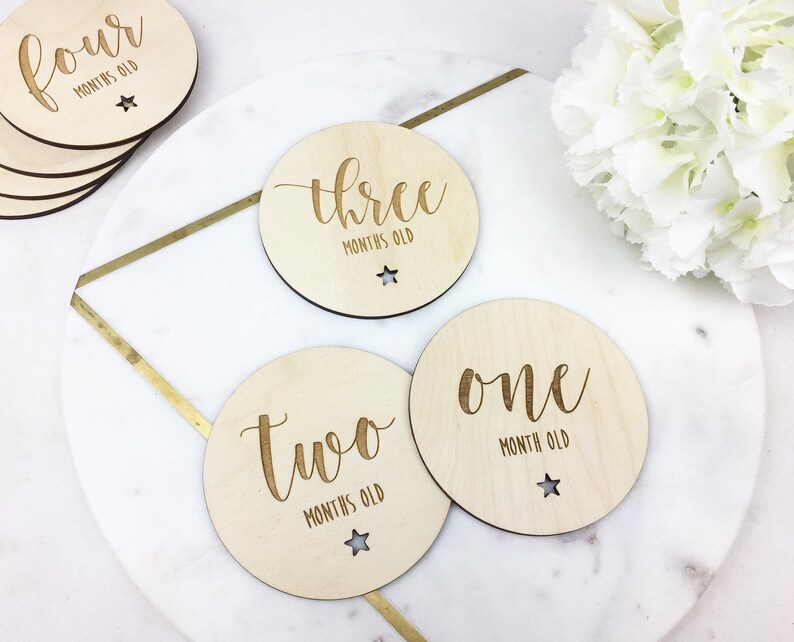 Wooden baby milestone cards Baby milestone signs Newborn