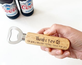 Personalised bottle opener, Football coach gift, Coach gift, Small gift for him, Gift under 10, Beer gift, Bar gift, Secret Santa, Football