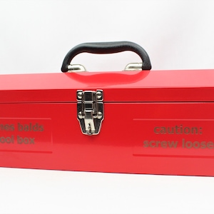 Gepersonaliseerde Toolbox, Red Tool Box, Toolbox, Cadeau ideeën voor hem, Handy Man Gift, Funny Gift Ideeën voor hem, Voorzichtigheid Srew Los,