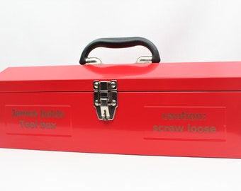 Personalisierte Werkzeugkiste, rote Werkzeugkiste, Toolbox, Geschenk-Ideen für ihn, Handy-Mann-Geschenk, lustige Geschenk-Ideen für ihn, Vorsicht Srew Loose,