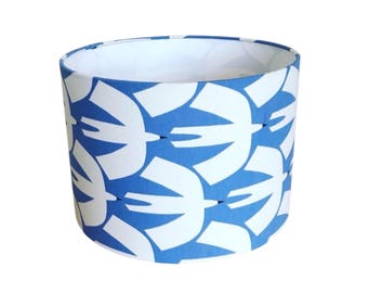Scion Pajaro Lampshade Electric Blue | Bird Print Drum Lampshade | Scandi Modern Blue & White Handmade Lamp Shade