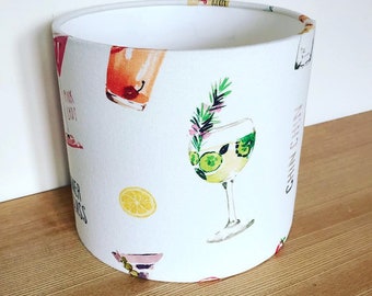 Handmade Fabric lampshade. Gin themed 'Happy Hour' by Clarke & Clarke