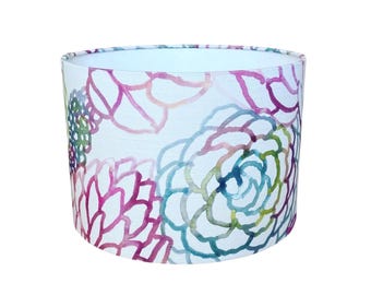 Voyage Decoration Althorpe Sorbet Lampshade | Floral Drum Lamp Shade | Pink Blue Green Botanical Shade | Handmade Ceiling or Table Lamp