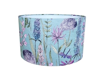 Handmade Fabric Lampshade. Florabunda in ‘Cornflower Blue’ Colourway by Voyage Maison