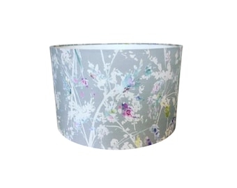 Voyage Maison Fenadina Summer Lampshade | Handmade Drum Lampshade | Grey Floral Lamp Shade | Botanical Ceiling or Table Lamp Shade