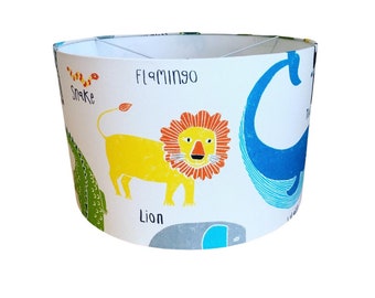 Handmade Designer Fabric Lampshade. Animal Magic by Scion