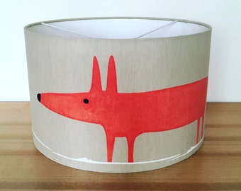 Handmade Lampshade, Mr Fox by Scion uk in Neutral and Paprika.