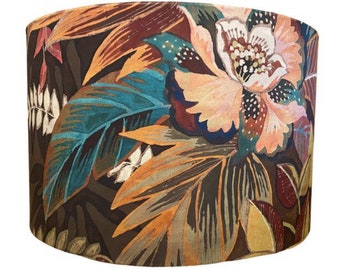 New! Luxury Velvet Handmade Fabric Lampshade. "Hidden Paradise" by Prestigious Textiles in 'Calypso'.