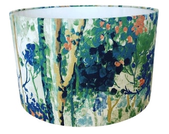 New! Handmade Fabric Lampshade. Silver Birch Tree by Prestigious Textiles in Sapphire
