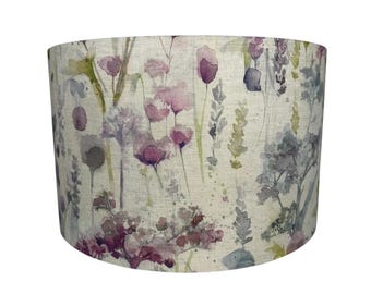 Handmade Fabric Lampshade. Wild flowers 'Ilinizas' by Voyage Decoration. In Summer / Natural colourway