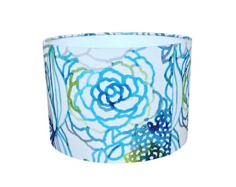 Blue Floral Lampshade | Voyage Althorpe Capri Drum Lamp Shade | Botanical Blue & Green Shade | Handmade Ceiling or Table Lamp