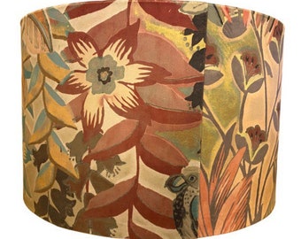 New! Luxury Velvet Handmade Fabric Lampshade. "Hidden Paradise" by Prestigious Textiles in 'Pastel'.