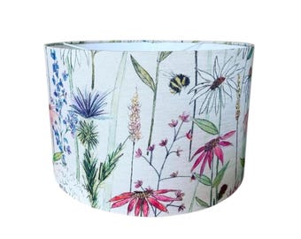 Voyage Maison Hermione Linen Lampshade | Wildflower Drum Lamp Shade | Botanical Bee Floral Shade | Handmade Ceiling or Table Lamp