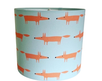 Handmade Fabric Lampshade. Little Fox by Scion in sky blue