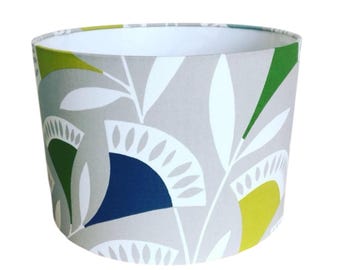 Handmade Designer Fabric Lampshade, Scion Noukku flowers,  Citrus / Glacier / Biscuit colourway