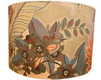 New! Luxury Velvet Handmade Fabric Lampshade. "Hidden Paradise" by Prestigious Textiles in 'Pastel'.
