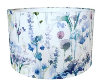 Handmade Fabric Lampshade. Wild flowers 'Ilinizas' by Voyage Decoration. In Violet