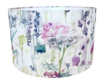 Handmade Fabric Lampshade. Wild flowers 'Ilinizas' by Voyage Decoration. In Summer colourway