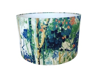 Blue Green Forest Lampshade | Watercolour Woodland Tree Lamp Shade | Prestigious Textiles Silverbirch Sapphire | Ceiling or Table Lamp