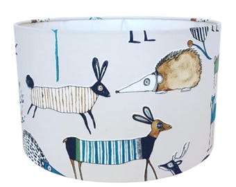 Handmade Fabric Lampshade. 'Oh My Deer' by Prestigious Textiles in 'Colonial'